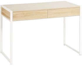 Sheffield-2-Drawer-1115mm-Desk-White-and-Oak on sale