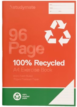 Studymate+A4+96+Page+100%25+Recycled+Exercise+Book