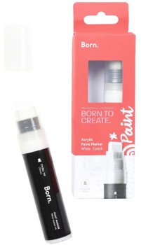 Born-Acrylic-Paint-Marker-15mm-White-2-Pack on sale