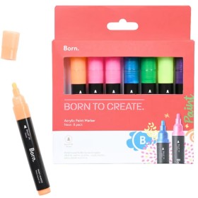 Born-Acrylic-Paint-Marker-5mm-Neon-8-Pack on sale