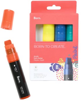 Born-Acrylic-Paint-Marker-15mm-Classics-4-Pack on sale