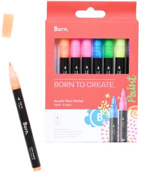 Born-Acrylic-Paint-Marker-13mm-Neon-8-Pack on sale