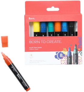 Born-Acrylic-Paint-Marker-5mm-Classics-8-Pack on sale