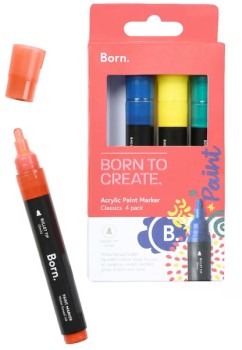 Born-Acrylic-Paint-Marker-5mm-Classics-4-Pack on sale