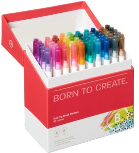 Born-Dual-Tip-Brush-Markers-50-Pack-Assorted on sale