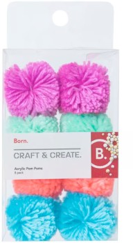 Born+Acrylic+Pom+Poms+8+Pack