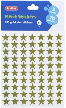 Kadink+Merit+Stickers+210+Pack+Gold+Stars