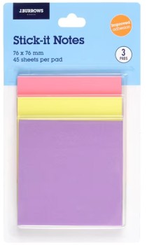 JBurrows-Stick-It-Notes-76x76mm-Assorted-3-Pack on sale