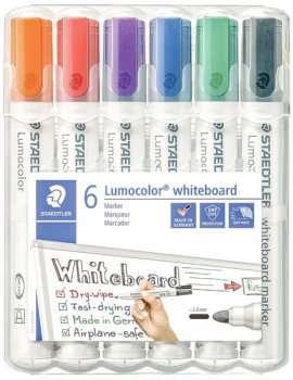 Staedtler+Lumocolor+Whiteboard+Markers+Bullet+Assorted+6+Pack