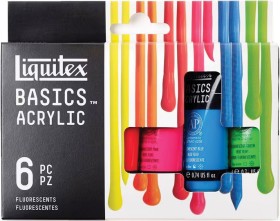 Liquitex-Basics-Acrylic-Paint-22mL-Fluorescent-Colours-6-Pack on sale