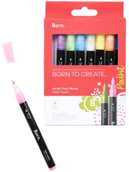 Born-Acrylic-Paint-Marker-13mm-Pastels-8-Pack on sale
