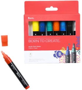 Born-Acrylic-Paint-Marker-5mm-Classics-8-Pack on sale