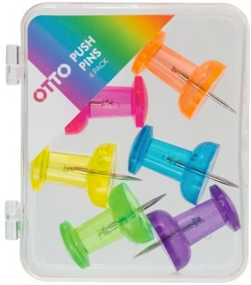 Otto+Jumbo+Push+Pins+Assorted+6+Pack