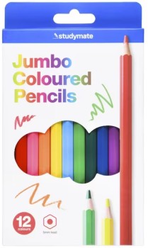 Studymate-Coloured-Jumbo-Pencils-12-Pack on sale