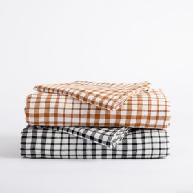 Check-Linen-Cotton-Fitted-Sheet-by-Habitat on sale