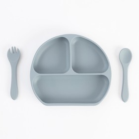 Kids-Nyla-Blueberry-Blue-Silicone-Plate-Cutlery-Set-by-Pillow-Talk on sale