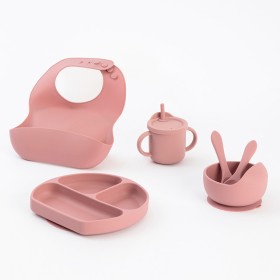 Kids-Nino-Raspberry-Pink-Silicone-Dinner-Set-by-Pillow-Talk on sale