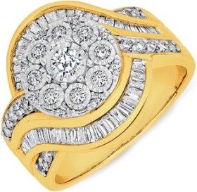 9ct-Gold-Diamond-Cluster-Wrap-Dress-Ring on sale