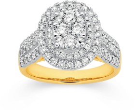 9ct-Gold-Diamond-Two-Tone-Limited-Edition-Oval-Cluster-Ring on sale