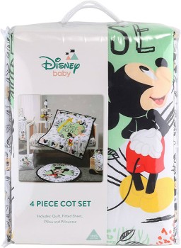 Disney-Baby-Mickey-Doodle-Zoo-4-Piece-Cot-Bedding-Set on sale