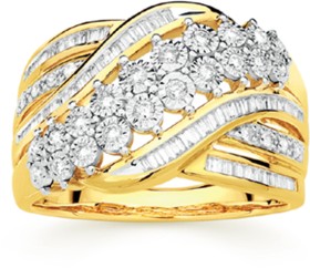 9ct-Gold-Diamond-Wide-Crossover-Ring on sale