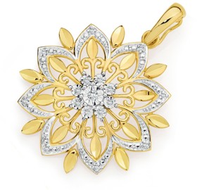 9ct-Gold-Diamond-Flower-Enhancer-Pendant on sale