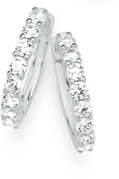 Sterling-Silver-Cubic-Zirconia-Claw-Set-Hoops on sale
