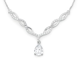 Sterling-Silver-Pear-Cubic-Zirconia-on-Cubic-Zirconia-Twist-Necklet on sale