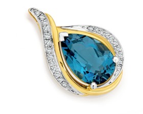 9ct-Gold-London-Blue-Topaz-Diamond-Slider-Pendant on sale