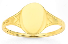 9ct-Gold-Oval-Kids-Signet-Ring on sale