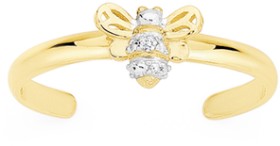 9ct-Gold-Diamond-Set-Bumble-Bee-Toe-Ring on sale