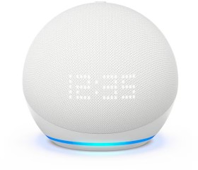 Amazon-Echo-Dot-5th-Gen-with-Clock-Glacier-White on sale