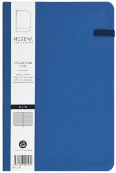 Modena-A5-Linen-Ruled-Notebook-Navy on sale