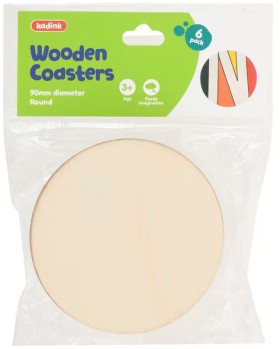 Kadink+Wooden+Coasters+Round+90mm+6+Pack