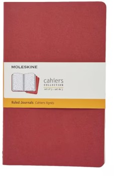 Moleskine+Cahier+Large+Notebook+Ruled+3+Pack+Red