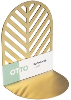 Otto+Gold+Metal+Book+Ends+2+Pack