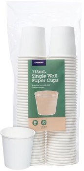 J.Burrows+Single+Wall+Paper+Cups+113mL+80+Pack