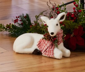 Reindeer-White-Lying-with-Scarf-37cm-Ea on sale