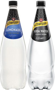 Schweppes Mixers, Soft Drink or Mineral Water 1.1 Litre