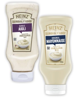 Heinz Seriously Good Mayonnaise or Aioli 500mL