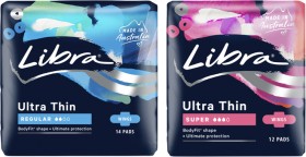 Libra Ultra Thin Pads With Wings Regular 14 Pack or Super 12 Pack