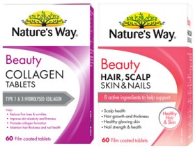 Nature's Way Beauty Collagen Tablets or Beauty Hair, Scalp, Skin & Nails Tablets 60 Pack^