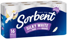 Sorbent Silky White Toilet Tissue 16 Pack