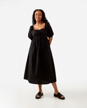 Short-Sleeve-Gathered-Midi-Dress on sale