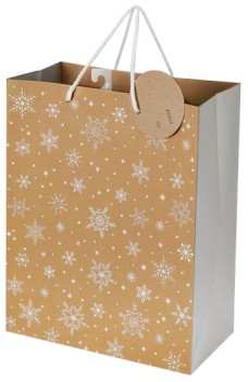 Christmas-Kraft-Snowflake-Gift-Bag-Large on sale