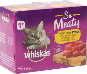 Whiskas-12-Pack-So-Meaty-Poultry-Dishes-in-Gravy-Cat-Food-Pouch-85g on sale