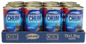 Chum-12-Pack-Beef-Dog-Food-Cans-12kg on sale