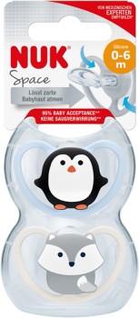 NUK-2-Pack-Space-Soother-0-6-Months on sale