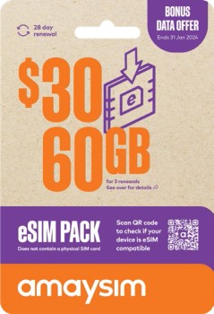 amaysim-30-eSIM-Starter-Pack on sale