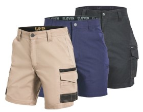 ELEVEN-Workwear-Contrast-Panel-Shorts on sale